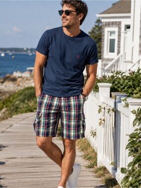 Polo Ralph Lauren Plaid Cargo Shorts Men’s 33 Multicolor 100% Cotton